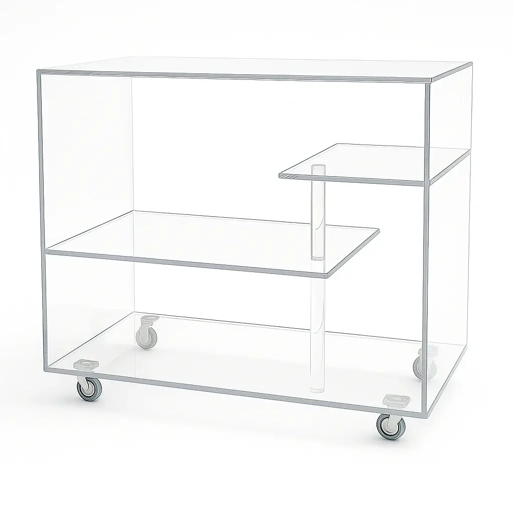 Meuble TV Transparent Plexiglass sur Roulettes