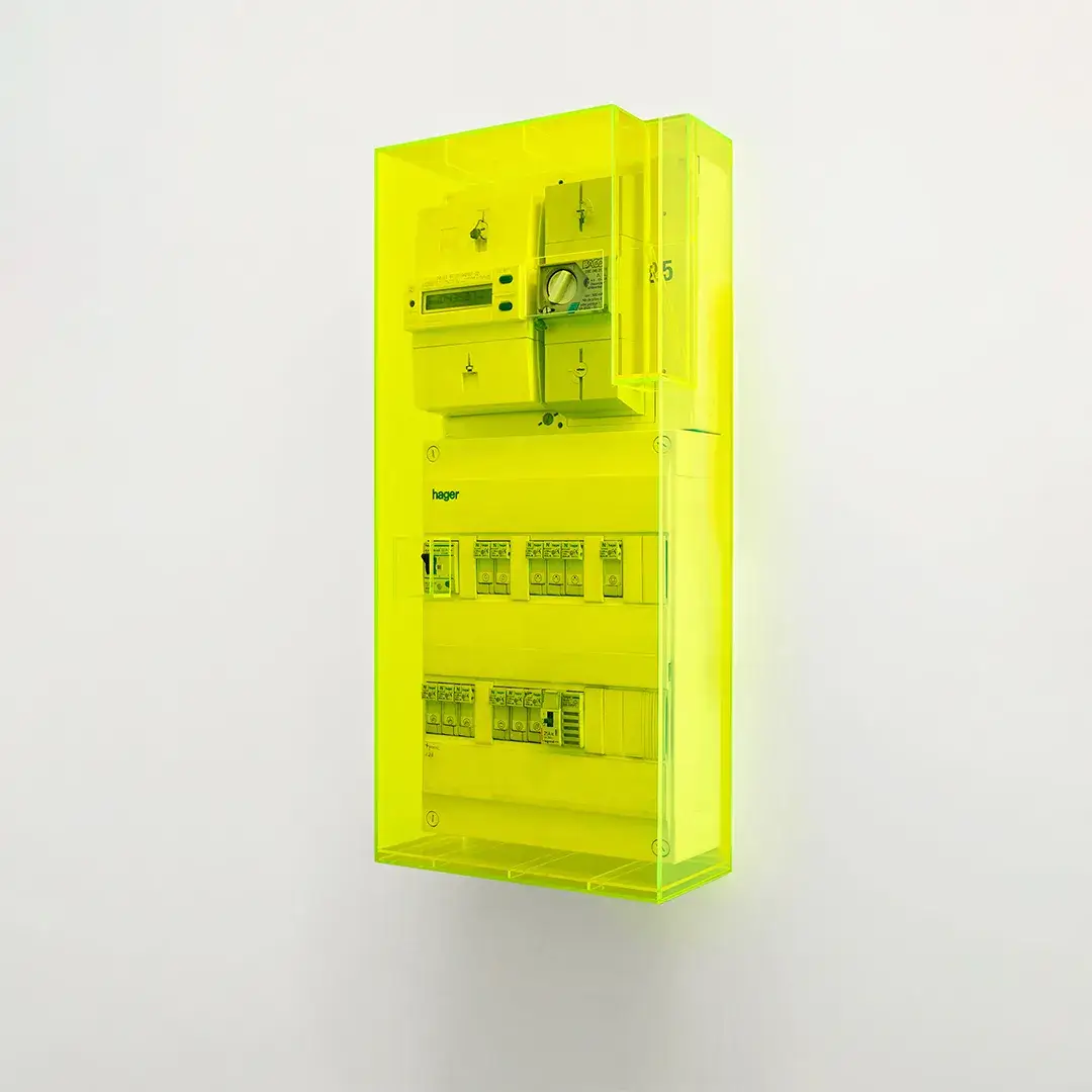 Coffrage de Tableau Électrique En Plexiglass Jaune Fluo sur mesure