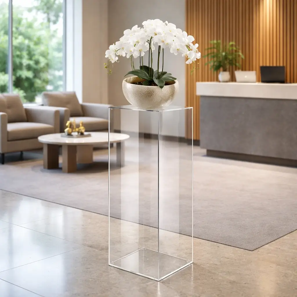 Colonne en plexiglass transparent