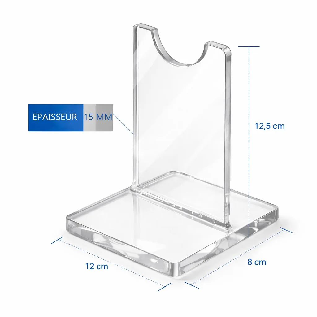 Support de fusil en acrylique transparent 15 mm 12 x 8 x H 12,5 cm
