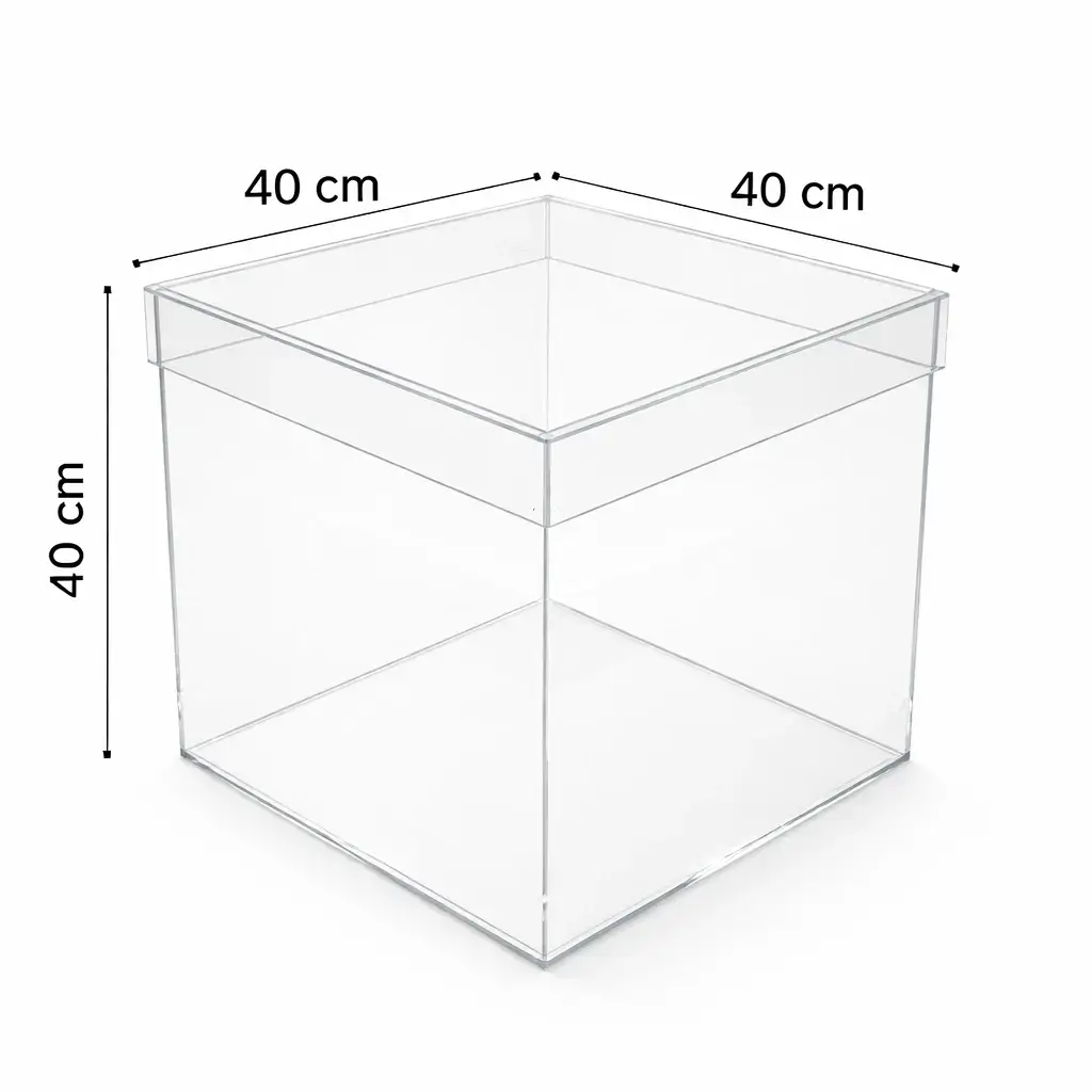Boite transparente 40 × 40 × 40 cm avec couvercle