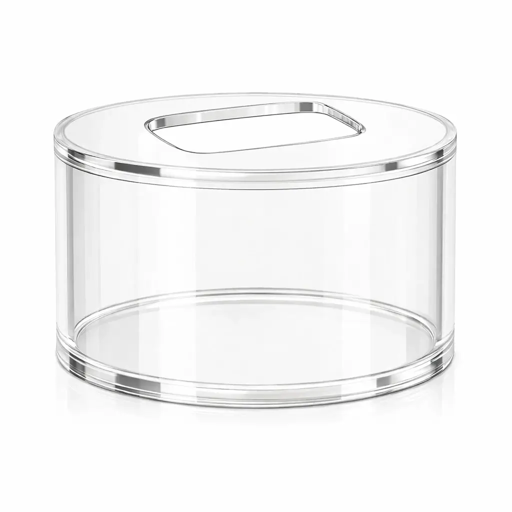 Boîtier Cylindrique Transparent en Plexiglass diametre 150 mm x Hauteur 100 mm – Ouverture Supérieure 100x50 mm