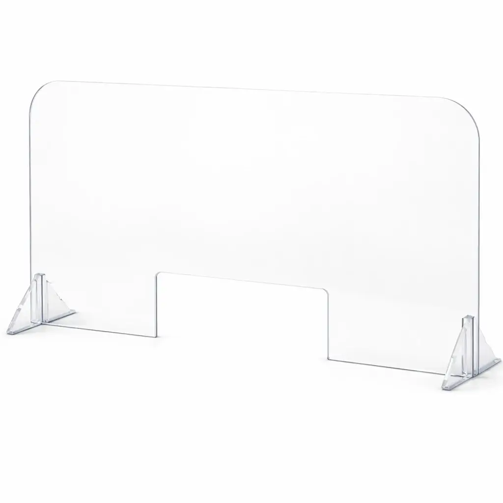 Ecran plexiglas pour comptoir accueil ou bureau avec pieds