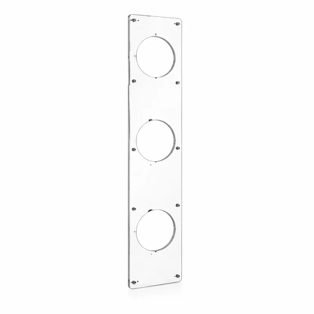 Façade Plexiglass Transparent 3 mm avec 3 découpes Ø90 pour ventilateurs