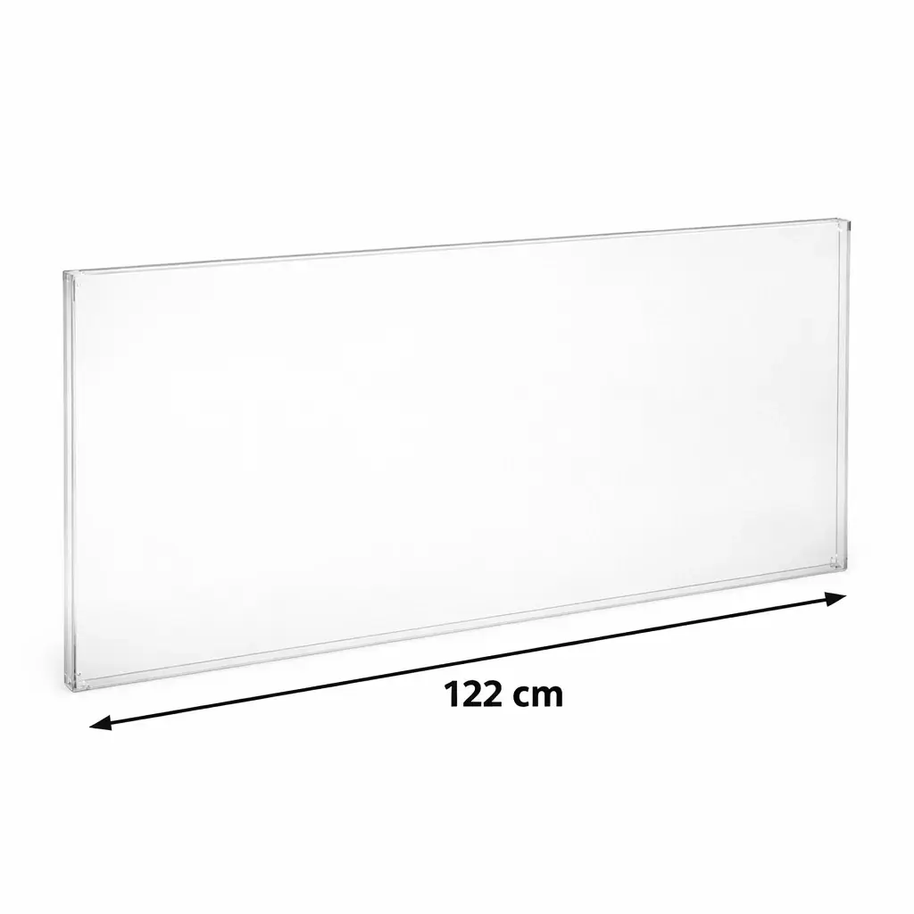 Paroi de remplacement supérieure Vitrine Plexiglass 122 cm (largeur) x 26 cm (hauteur) Épaisseur 10 mm.