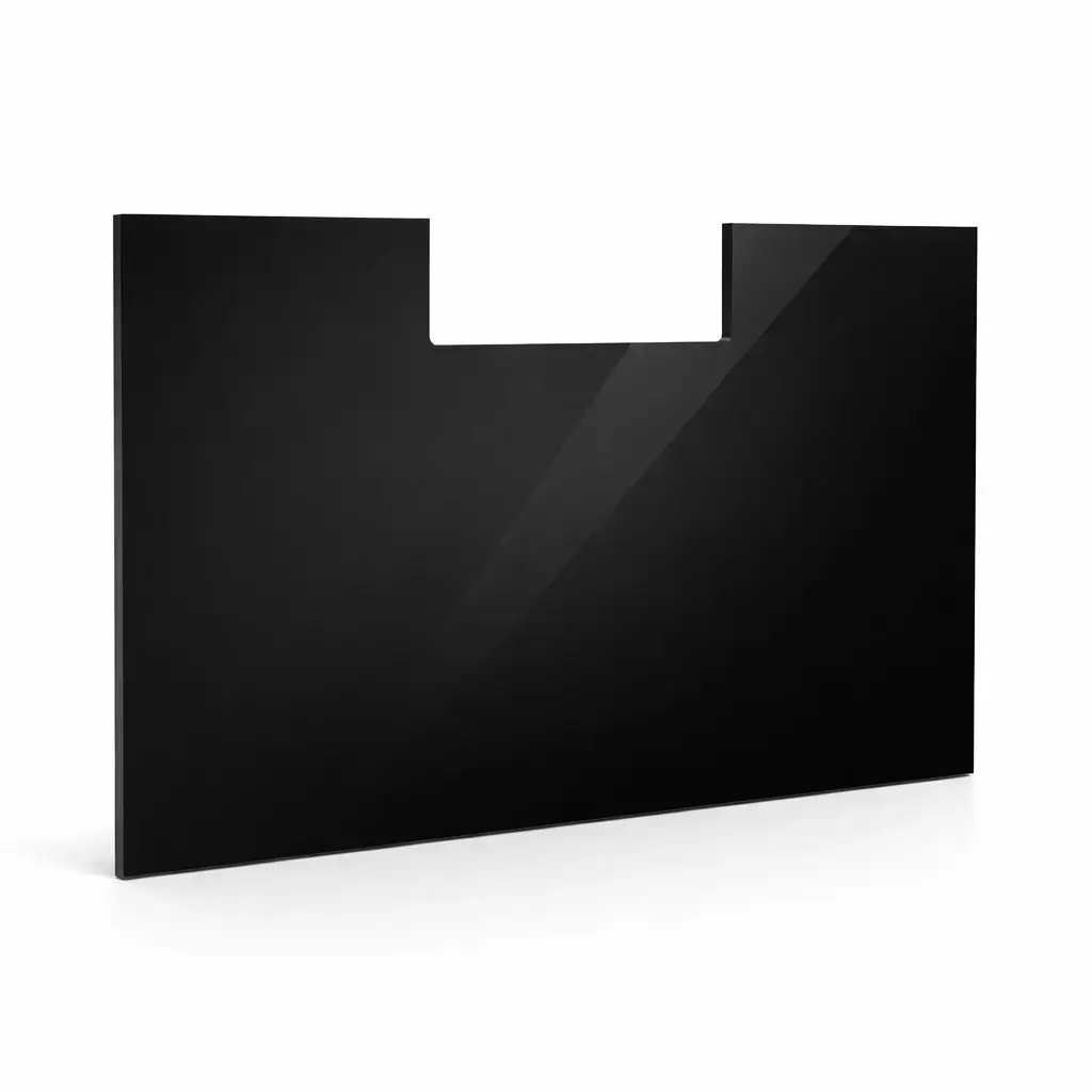 Plaque Plexiglass Noir 5 mm 900 × 600 mm avec encoche centrale 280 x 300 mm.