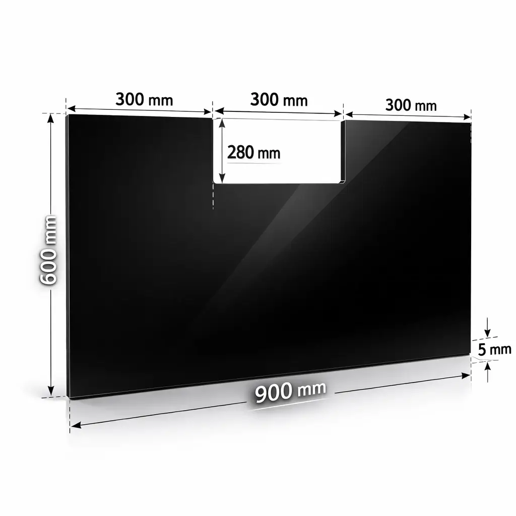 Plaque Plexiglass Noir 5 mm 900 × 600 mm avec encoche