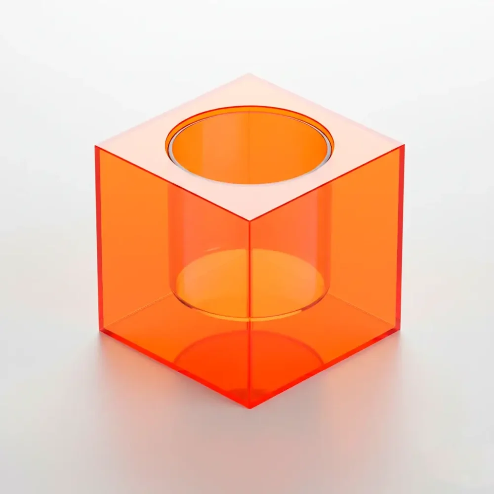 Pot Plexiglass Orange Carré et Rond
