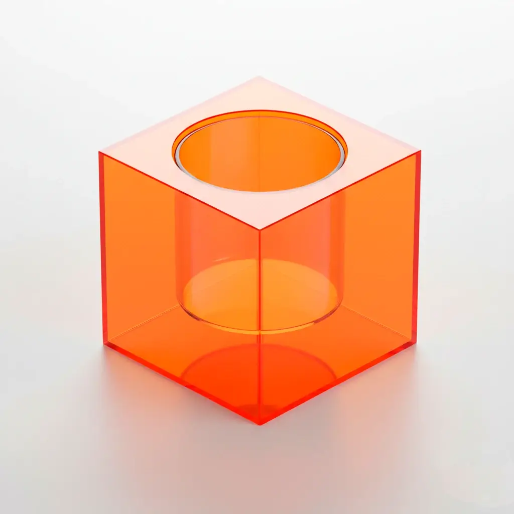 Pot en Plexiglass Orange - Carré + Double Fond Rond – Design 3 Pot Plexiglass Orange Carré et Rond