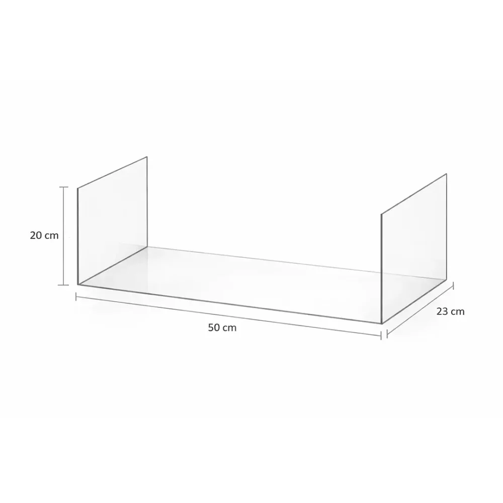 U transparent en Plexiglas 3 mm pour présentoir cosmétique de comptoir 50 x 23 x 20 cm