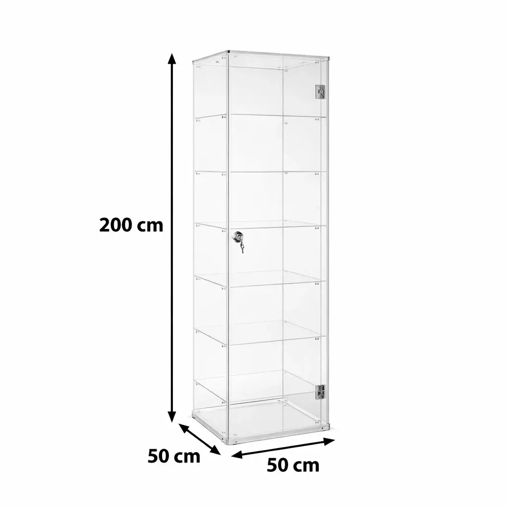 Vitrine Plexiglass Colonne Transparente 200 cm – Carrée 50 × 50 cm