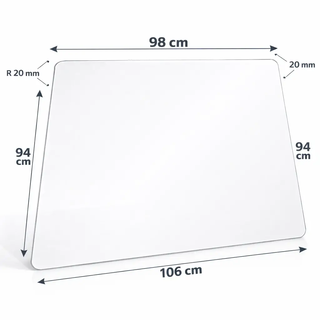 pare brise buggy polycarbonate anti rayure 5 mm sur mesure 106 x 98 x 94 mm angle arrondi rayon 20 mm