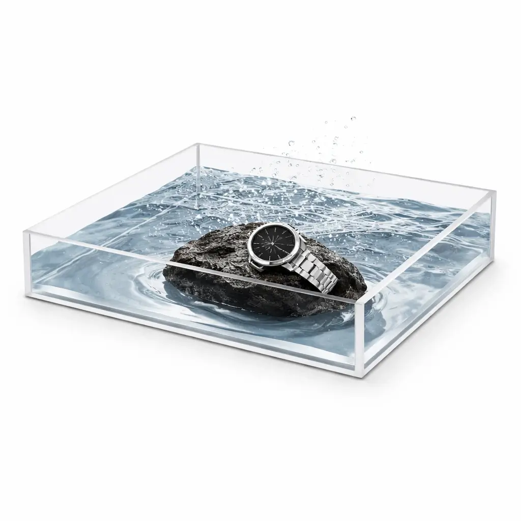 Bac transparent étanche sur mesure en PMMA Incolore 8 mm 600x500x60 mm