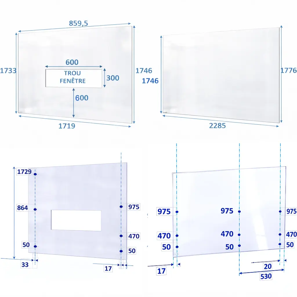 Capot Plexiglass Transparent avec Fenêtre sur mesure