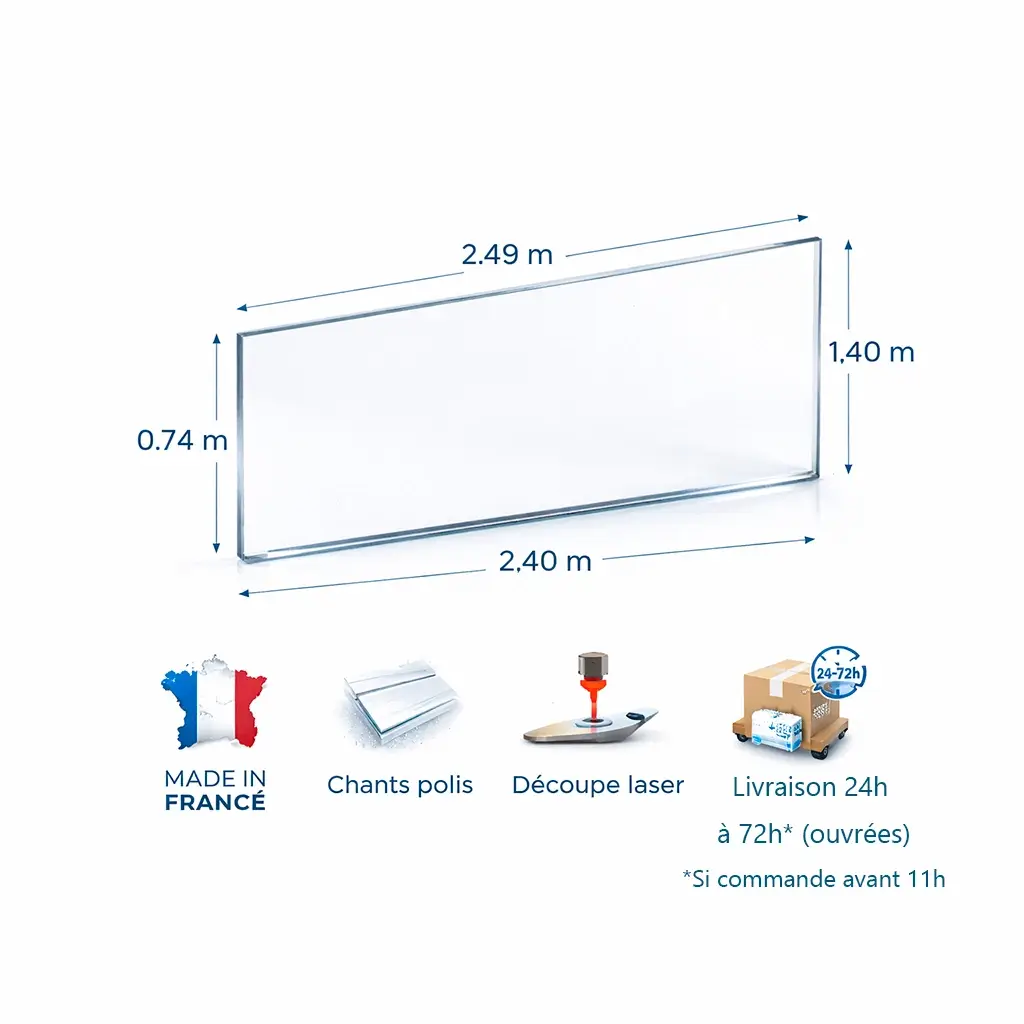 Plaque Plexiglass 10 mm Coulé Trapèze sur mesure