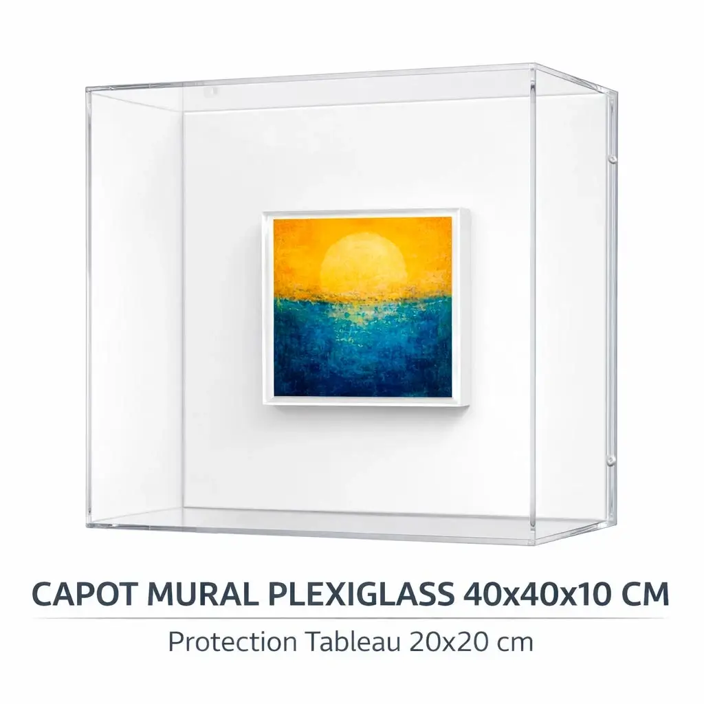 Capot mural plexiglass transparent 40x40x10 cm – Protection tableau et vitrine murale premium