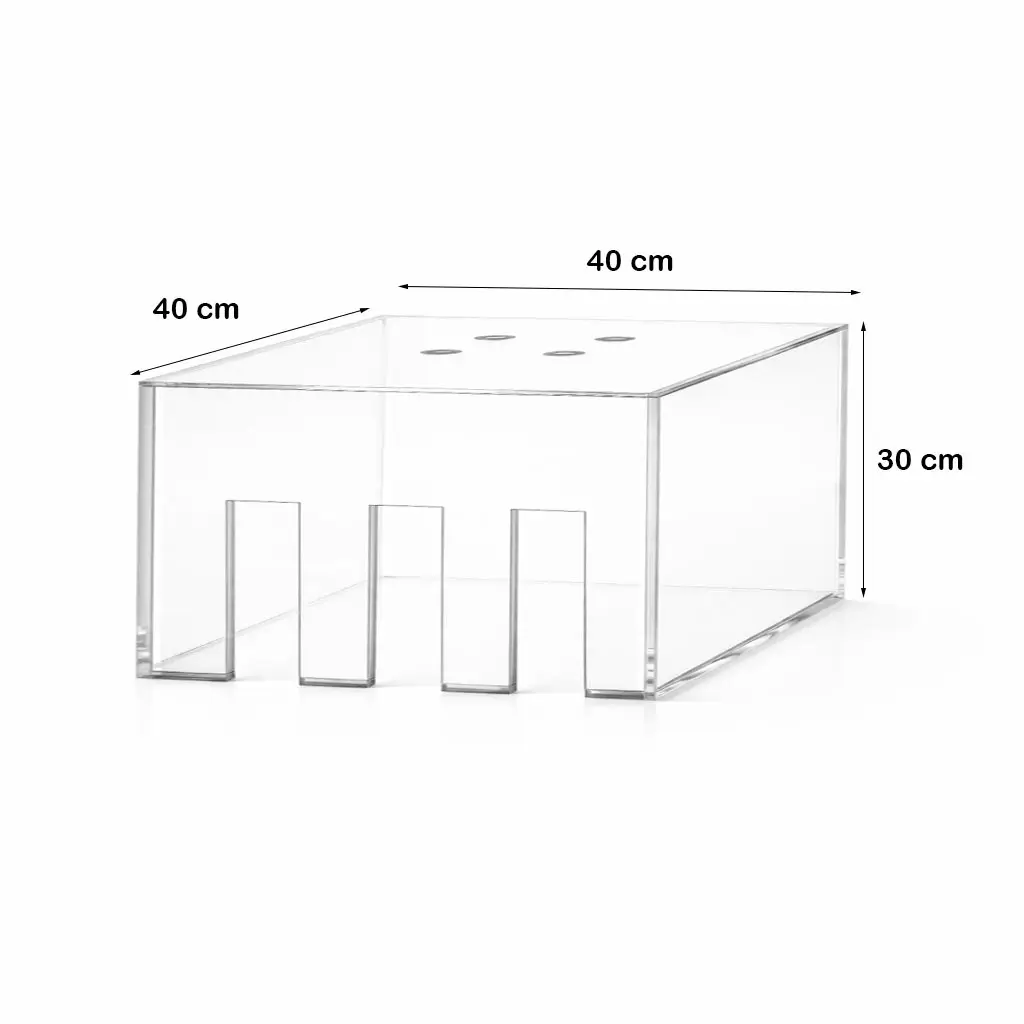 Capot plexiglass transparent 3 mm sur mesure - 4 faces 40 x 40 x H 30 cm