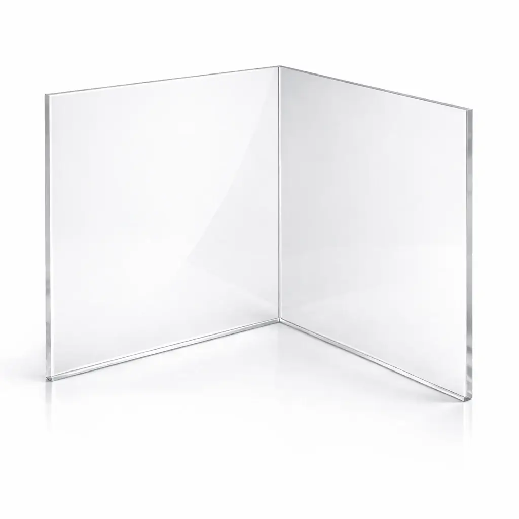 Coin d’angle Plexiglass transparent 90° plié – écran de protection 8 mm sur mesure
