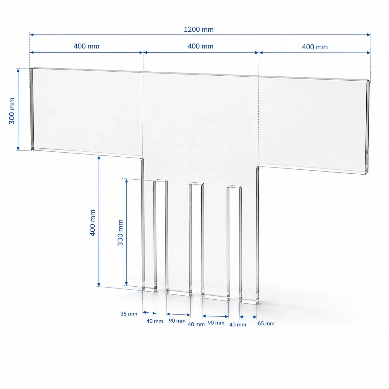 Forme T Plexiglass transparent Sur mesure