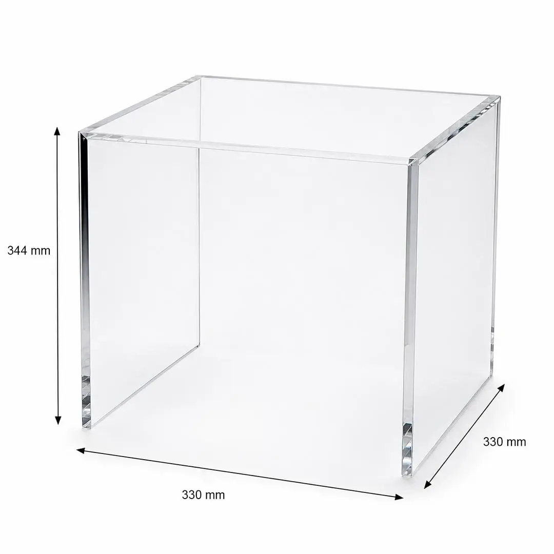 Présentoir Plexiglass Transparent 5 Faces Collage Invisible 6 mm Sur Mesure