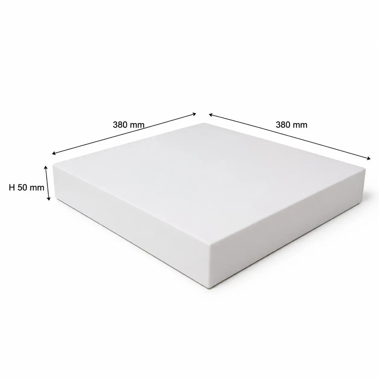 Socle lesté PVC rigide blanc 380x380 mm avec masse 3 kg
