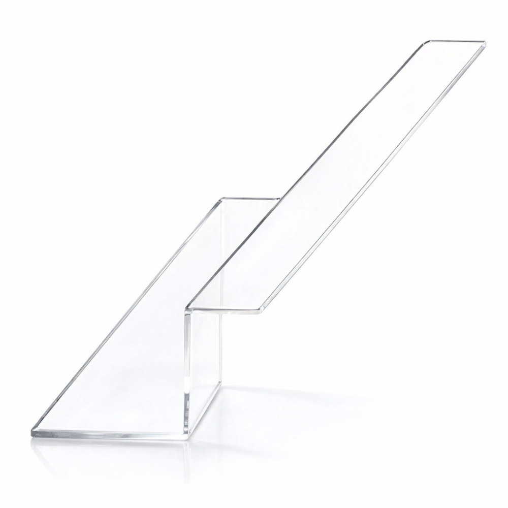 Support Plexiglass Transparent Plié en Z 4 mm sur mesure – Présentoir incliné premium