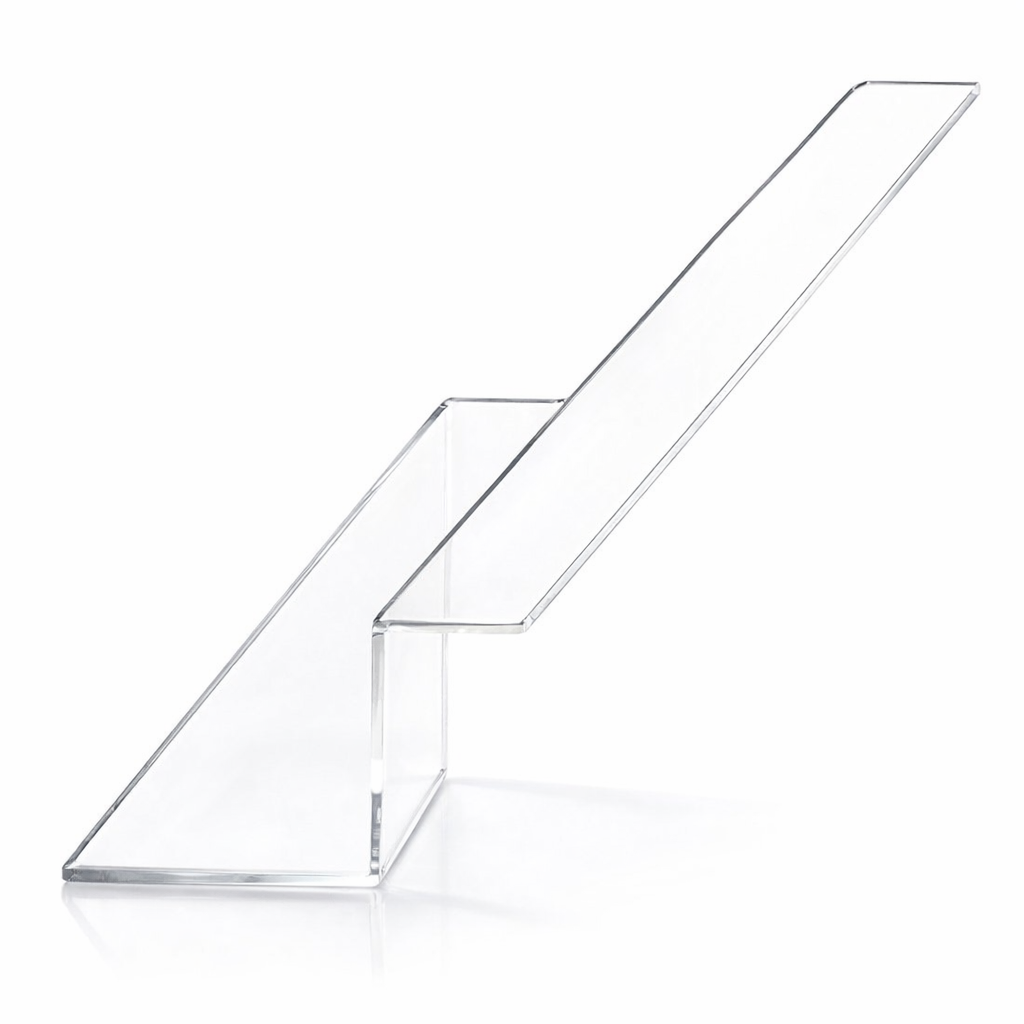 Support Plexiglass Transparent Plié en Z 4 mm sur mesure – Présentoir incliné premium