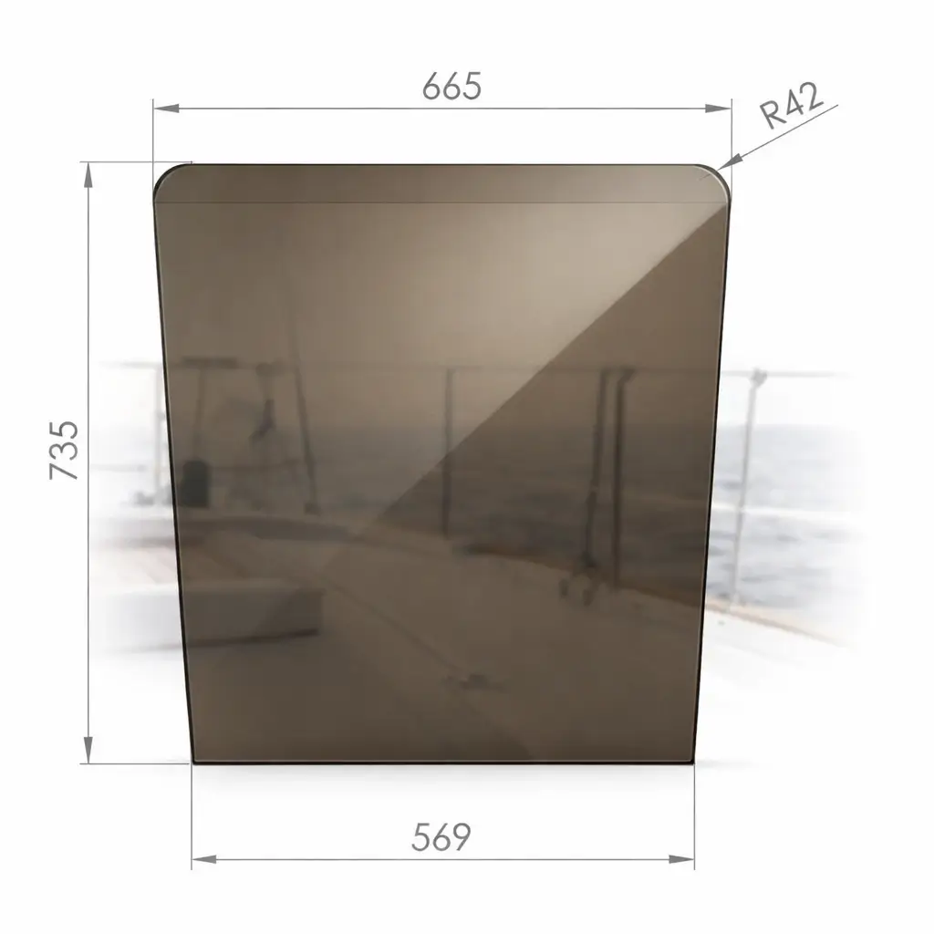 porte de voilier en plexiglass sur mesure 6 mm fume marron fonce altuglas 16032 dimensions 735 x 665 mm