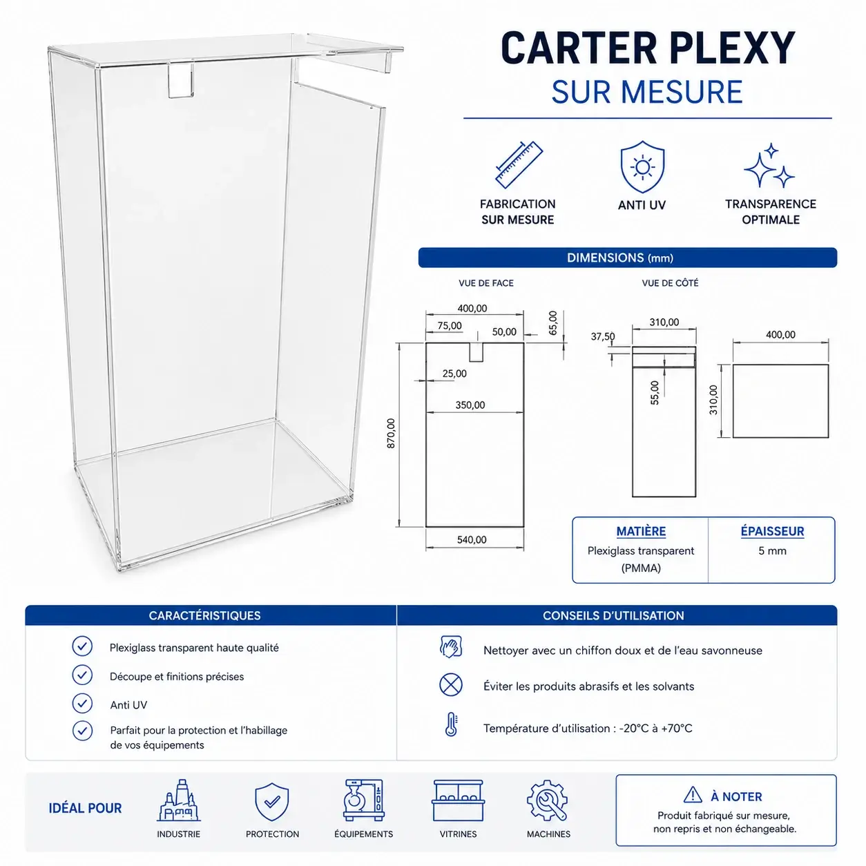 Carter Plexi plié sur mesure 5 mm 3 Carter Plexi plié sur mesure 5 mm