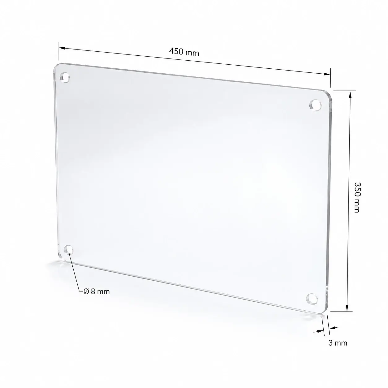 Cloison de protection transformateur en plexiglass transparent 3 mm avec perçages de fixation