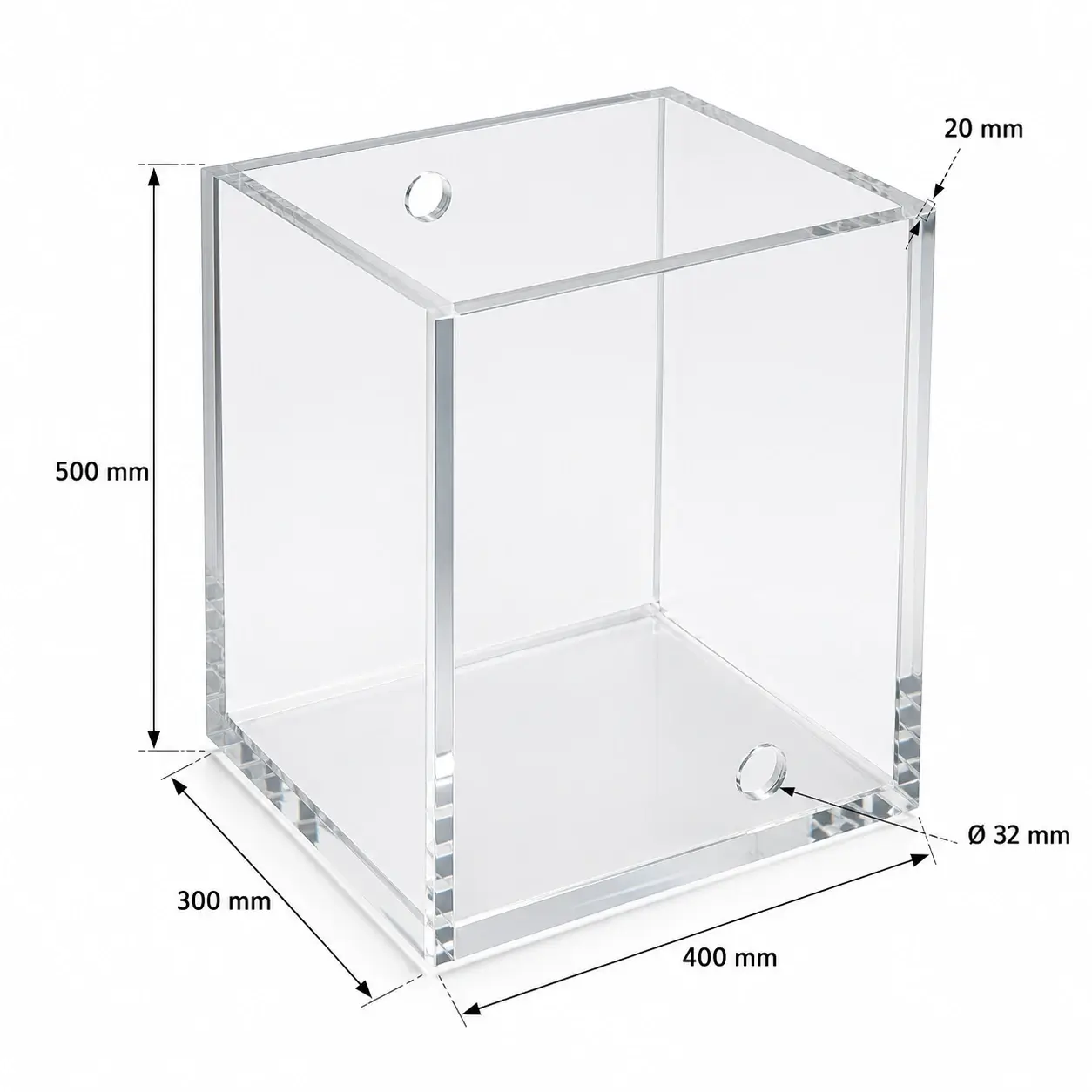 Cuve Plexiglass 60 Litres Transparente 20 mm Étanche