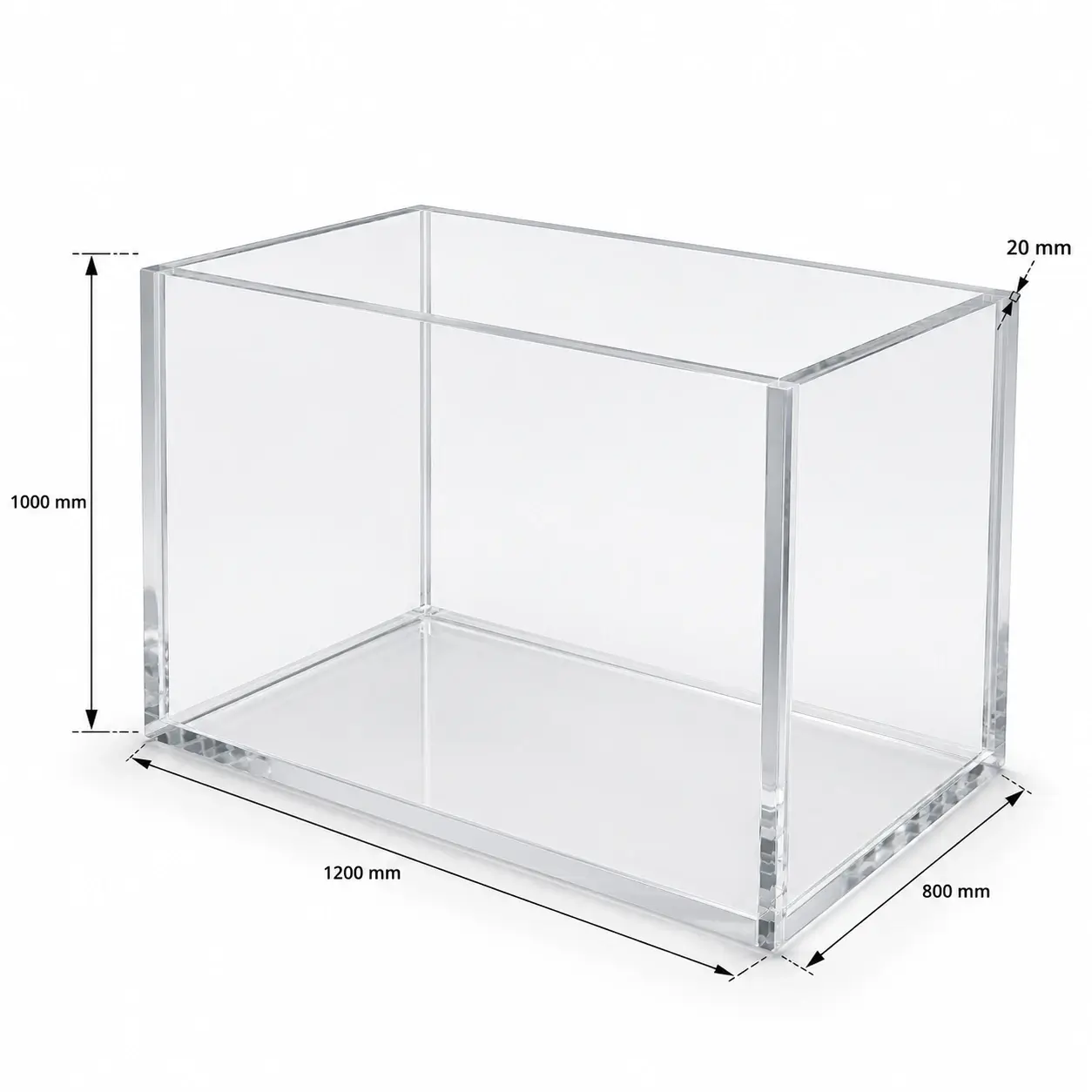 Bac 5 Faces Plexiglass Transparent Étanche 960L 20 mm
