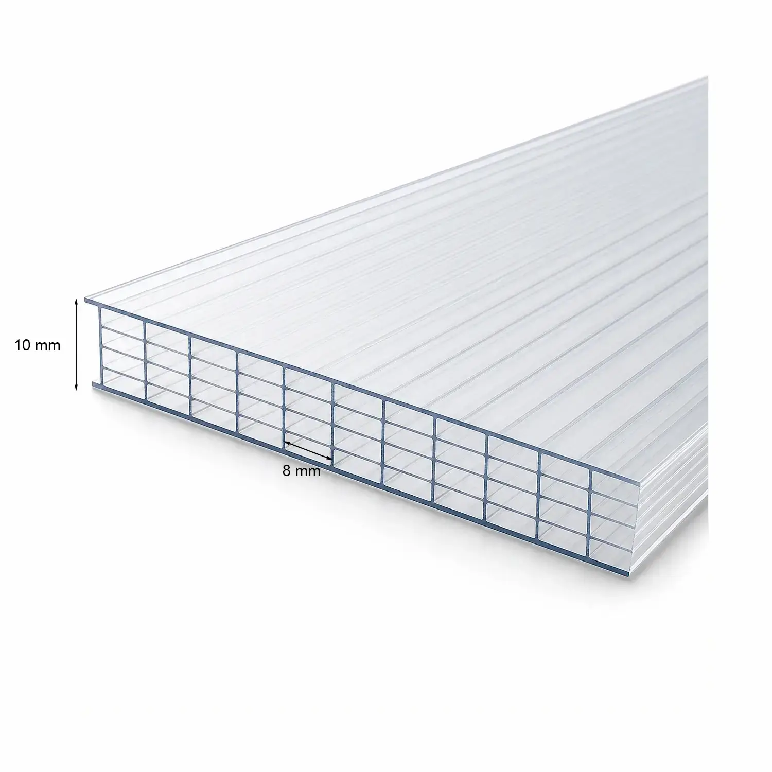 Plaque Polycarbonate Alvéolaire 10 mm Sur Mesure Transparent 3 Plaque polycarbonate alvéolaire 10mm Thermoclear 5 parois plates transparente