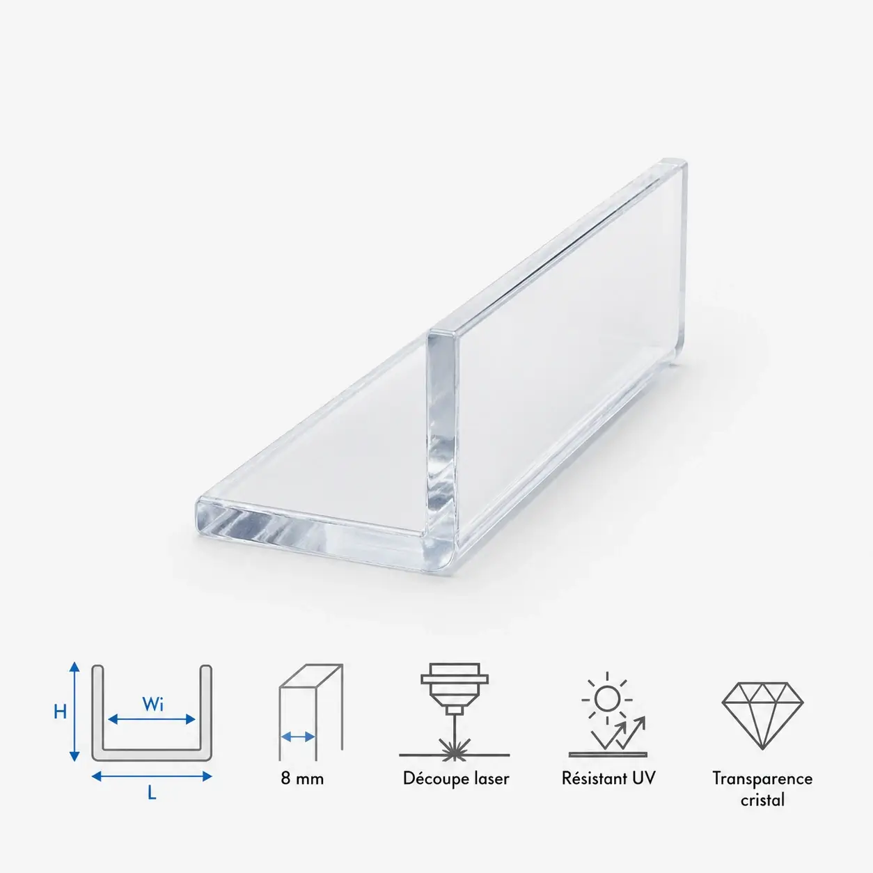 Profilé L Plexiglas Transparent 8 mm Sur Mesure.