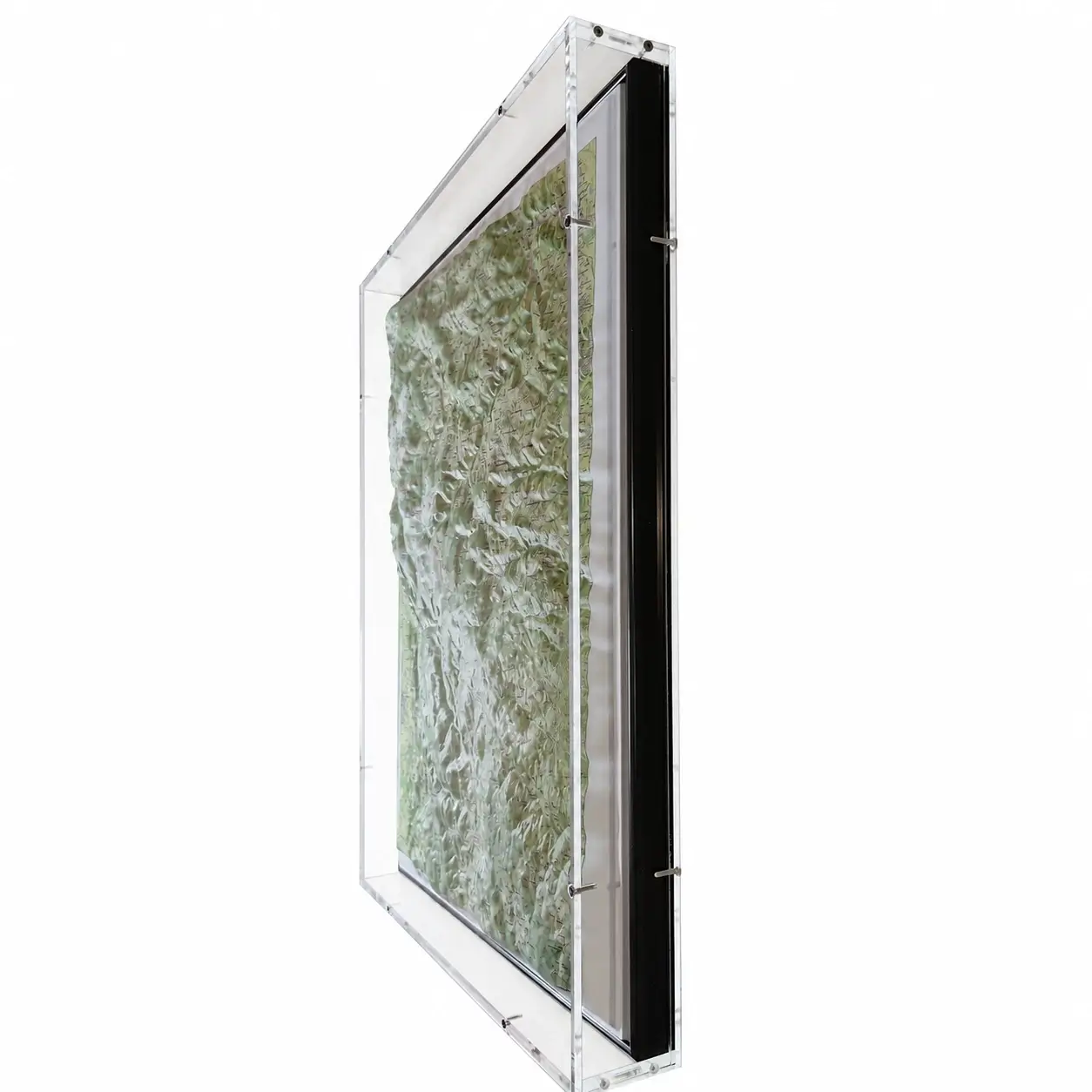 Vitrine Murale sur Mesure en Plexiglass Transparent 3 Vitrine murale transparente en Plexiglass pour carte relief cadre noir et protection 6 faces