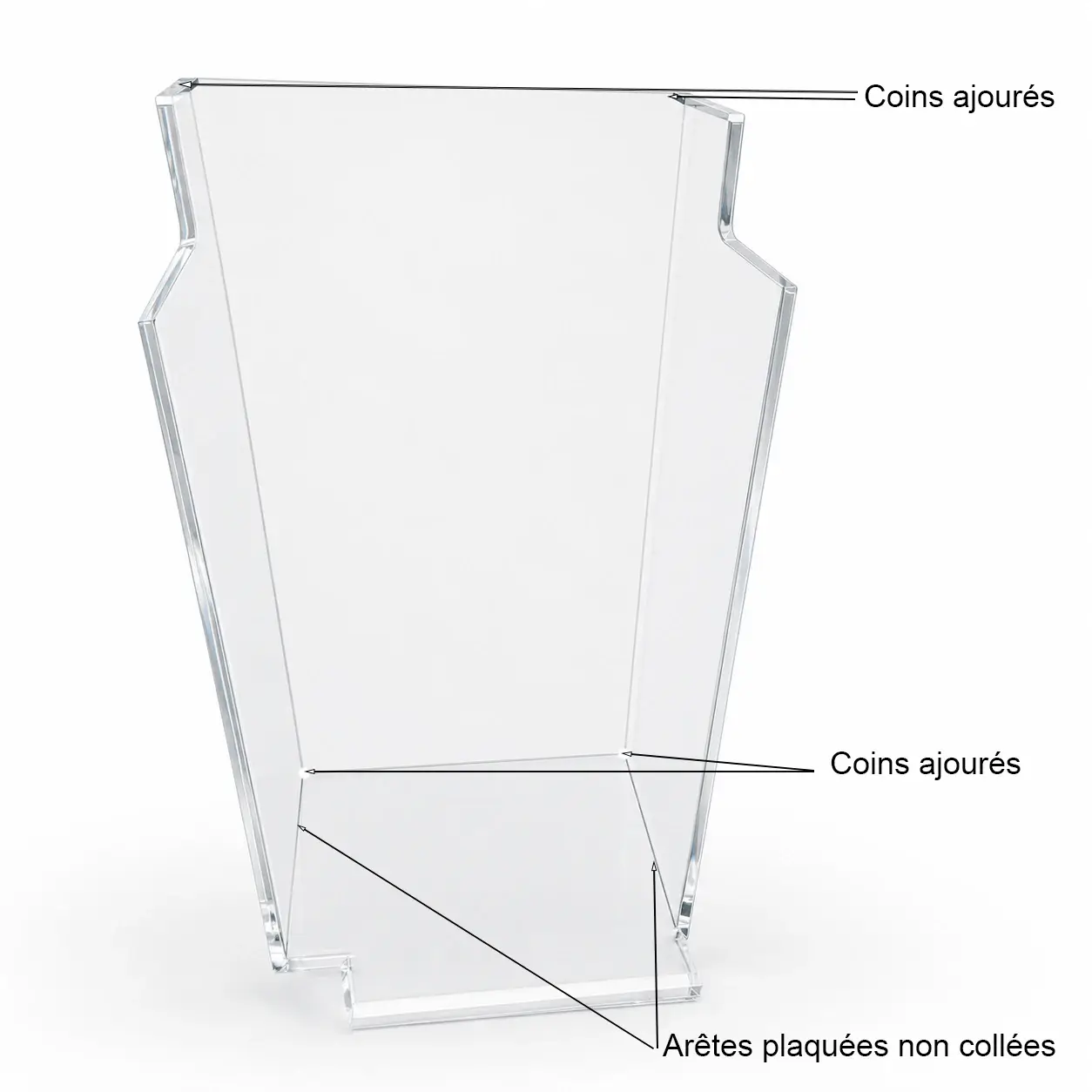 Carte plexi coins ajourés aretes non jointives