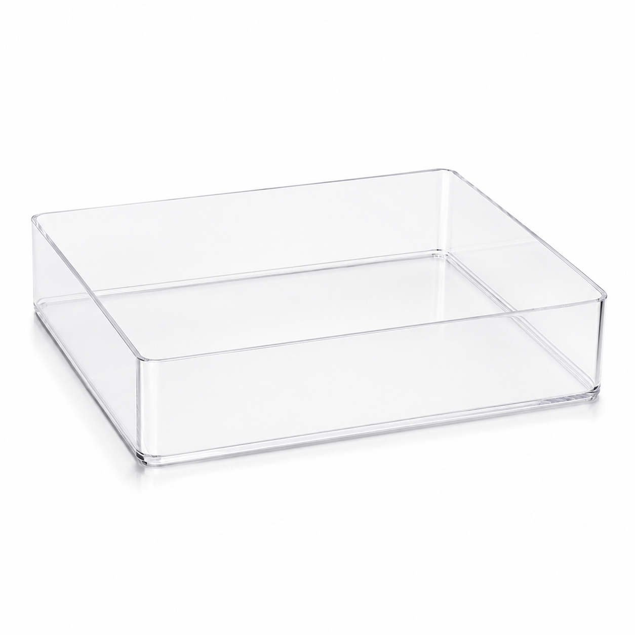 Bac présentoir transparent en plexiglass sur mesure