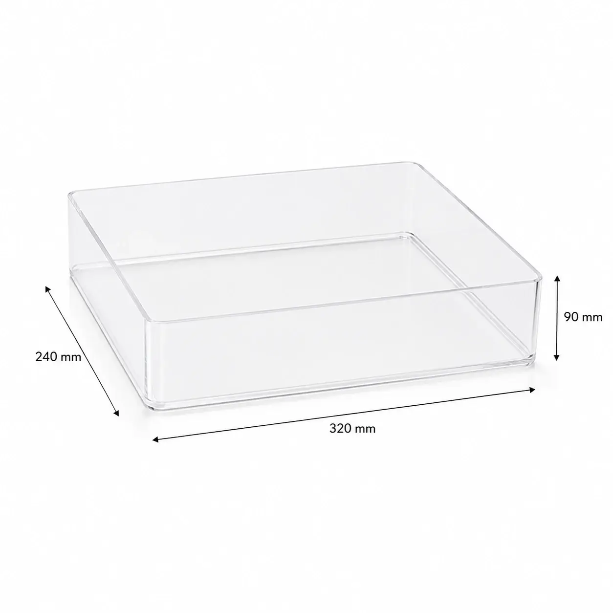 Bac présentoir transparent plexiglass sur mesure