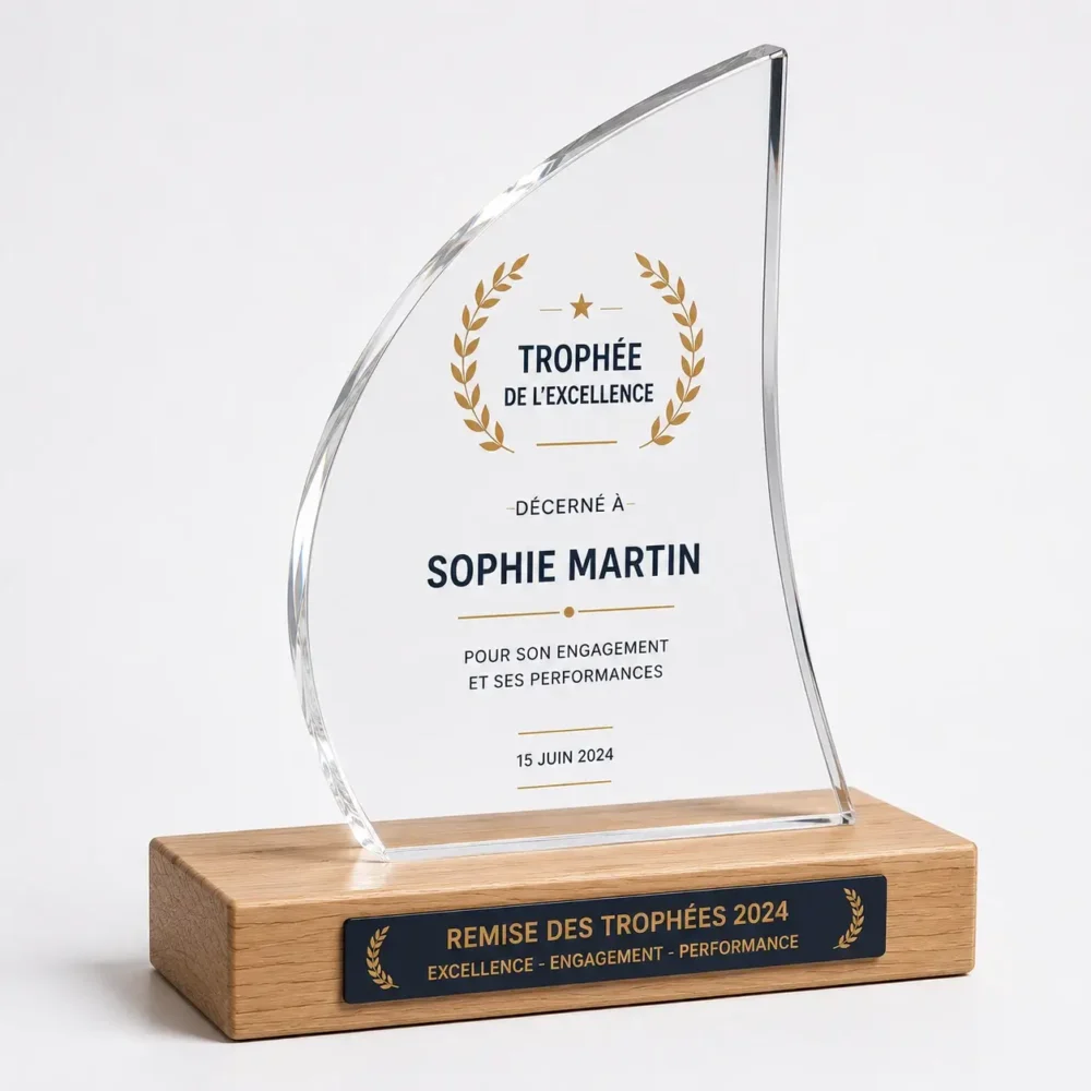Trophée Personnalisé Bois et Plexiglass Sur Mesure