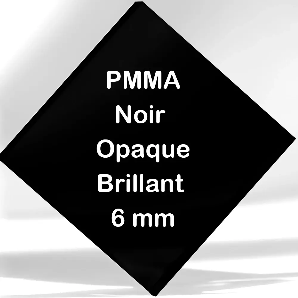Plaque Plexiglass Noir Brillant 6 mm sur mesure en PMMA opaque