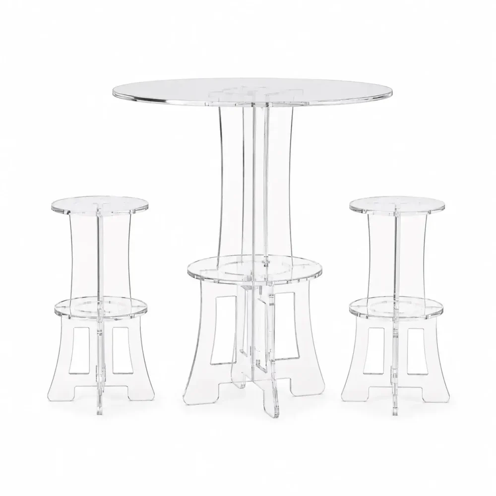 Table Haute Ronde Transparente en Plexiglass