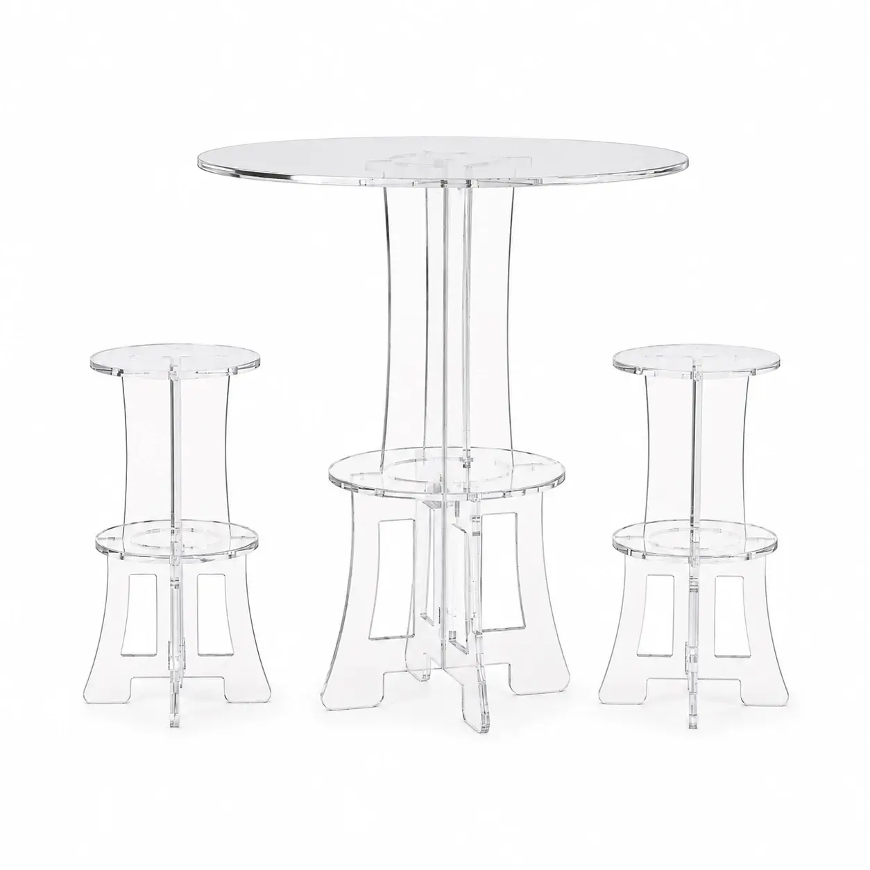 Table Haute Ronde Transparente en Plexiglass