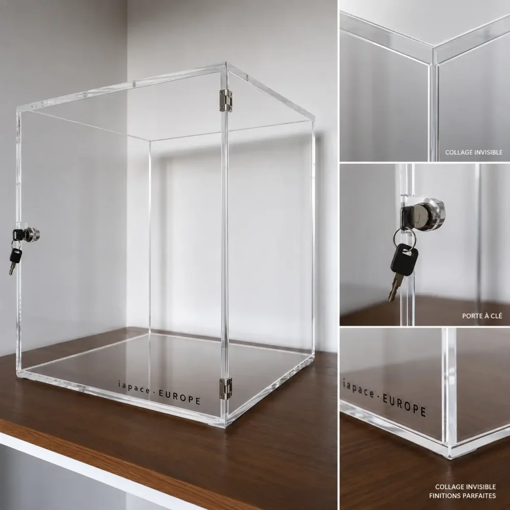 Vitrine transparente à clé en Plexiglass 10 mm avec impression UV couleurs