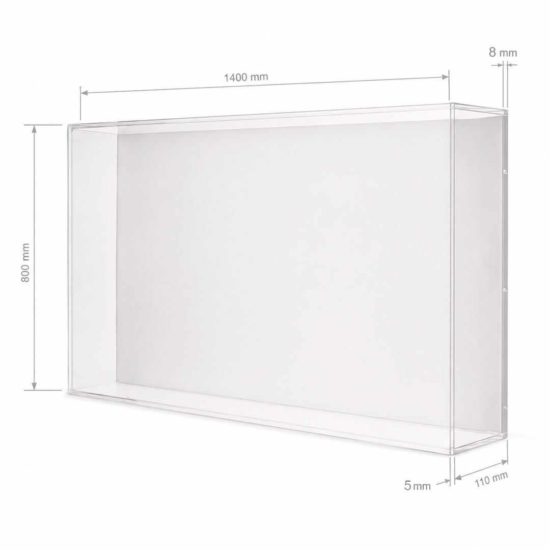 Capot Mural en Plexiglass Transparent Premium 5 mm – 5 Faces à Collage Invisible avec Fond Vissé Sur Mesure 1 Capot Mural en Plexiglass Transparent Premium 5 mm – 5 Faces à Collage Invisible avec Fond Vissé Sur Mesure