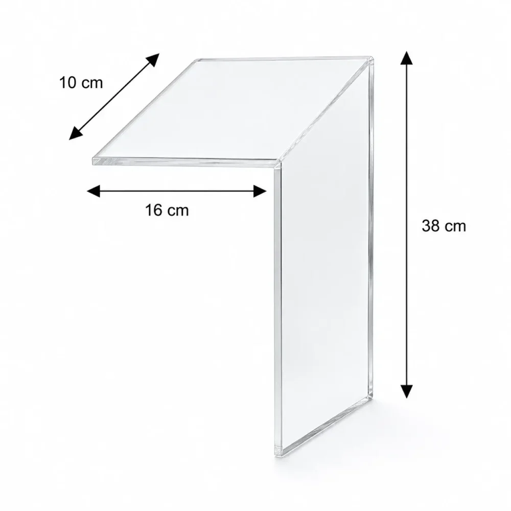 Équerre en Plexiglass Transparent sur Mesure 2 mm – 10 × 16 × H 38 cm