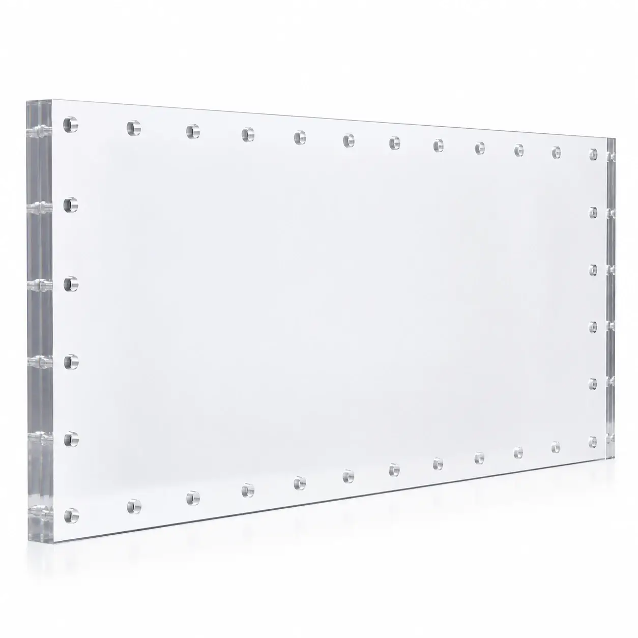 Plaque en PMMA coulé transparent 40 mm sur mesure avec perçages et chants polis