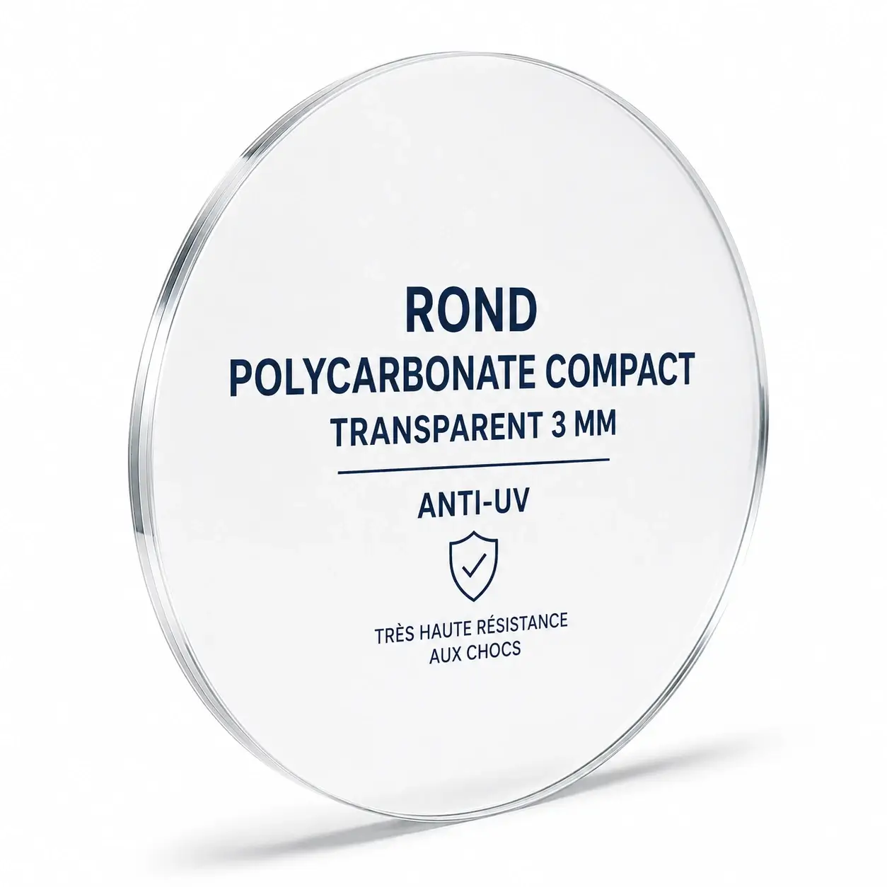Rond Polycarbonate Transparent 3 mm sur Mesure PC Compact Resistant Anti-UV