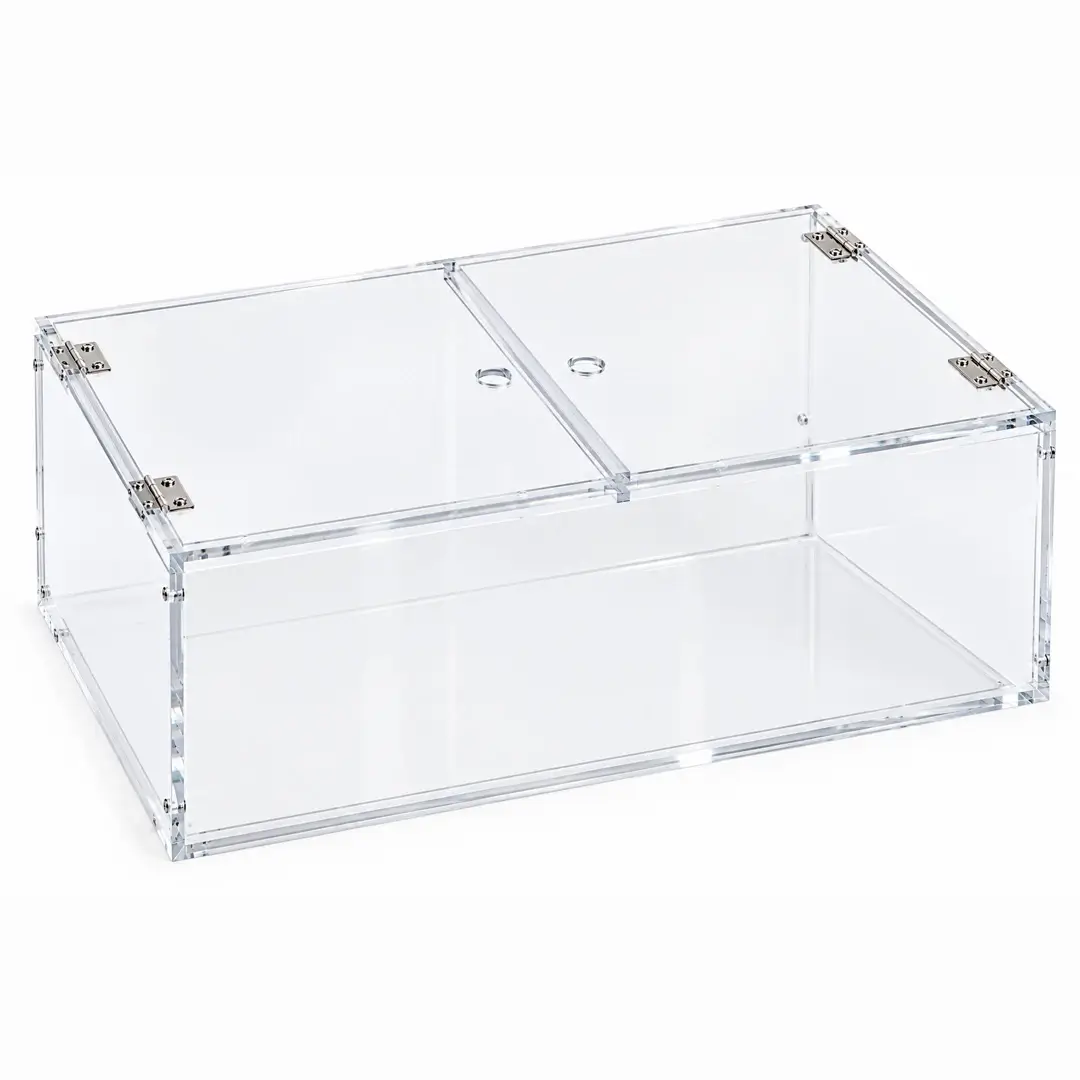 Vitrine Plexiglass 5 Faces Vissée sur Mesure avec Double Couvercle – PMMA Coulé 10 mm – 92 × 72 × H 27 cm