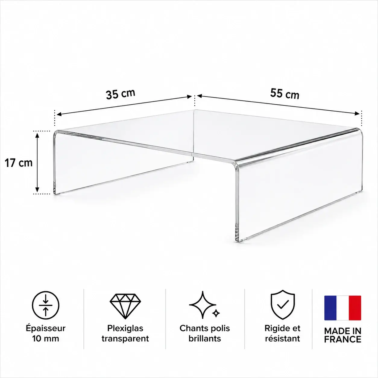 Pont en Plexiglas 10 mm 55 x 35 x H 17 cm – Transparent