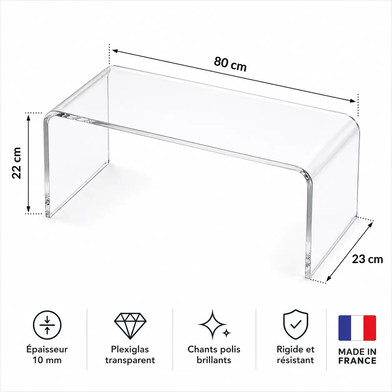 Pont en Plexiglas 10 mm 80 x 23 x H 22 cm – Transparent
